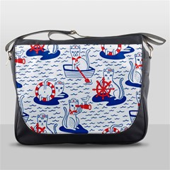 Nautical Cats Seamless Pattern Messenger Bag