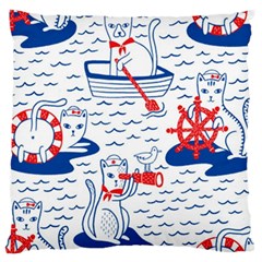 Nautical Cats Seamless Pattern Large Cushion Case (two Sides)