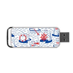 Nautical Cats Seamless Pattern Portable Usb Flash (one Side) by Jancukart