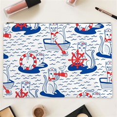 Nautical Cats Seamless Pattern Cosmetic Bag (xxl)