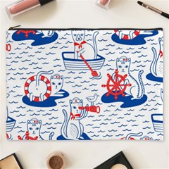 Nautical Cats Seamless Pattern Cosmetic Bag (xxxl)