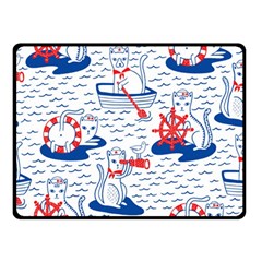 Nautical Cats Seamless Pattern Double Sided Fleece Blanket (small) 