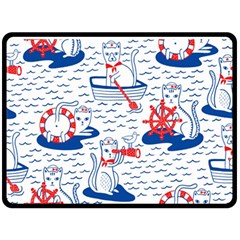 Nautical Cats Seamless Pattern Double Sided Fleece Blanket (large)  by Jancukart