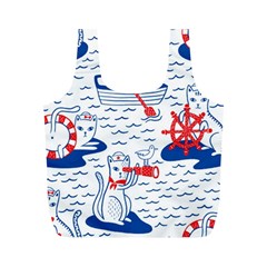 Nautical Cats Seamless Pattern Full Print Recycle Bag (m)