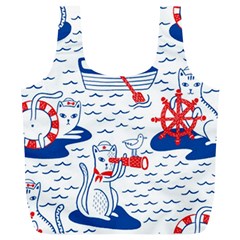 Nautical Cats Seamless Pattern Full Print Recycle Bag (xl)