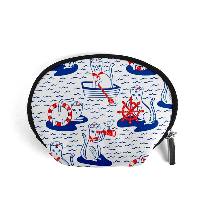 Nautical Cats Seamless Pattern Accessory Pouch (Small)