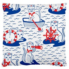 Nautical Cats Seamless Pattern Standard Flano Cushion Case (two Sides) by Jancukart