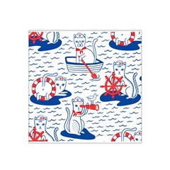 Nautical Cats Seamless Pattern Satin Bandana Scarf 22  X 22  by Jancukart