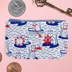 Nautical Cats Seamless Pattern Large Coin Purse by Jancukart