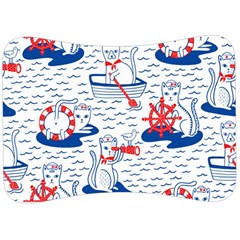 Nautical Cats Seamless Pattern Velour Seat Head Rest Cushion by Jancukart