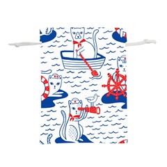 Nautical Cats Seamless Pattern Lightweight Drawstring Pouch (m)