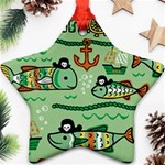 Seamless Pattern Fishes Pirates Cartoon Ornament (Star) Front