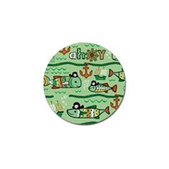 Seamless Pattern Fishes Pirates Cartoon Golf Ball Marker (10 Pack)