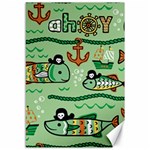 Seamless Pattern Fishes Pirates Cartoon Canvas 12  x 18  11.88 x17.36  Canvas - 1