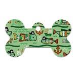 Seamless Pattern Fishes Pirates Cartoon Dog Tag Bone (Two Sides) Front