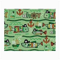 Seamless Pattern Fishes Pirates Cartoon Small Glasses Cloth (2 Sides) by Jancukart