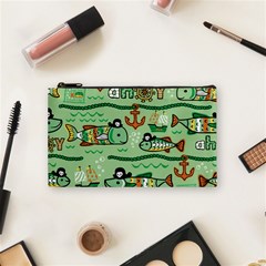 Seamless Pattern Fishes Pirates Cartoon Cosmetic Bag (small)