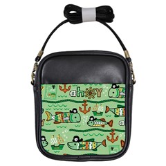 Seamless Pattern Fishes Pirates Cartoon Girls Sling Bag