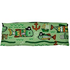 Seamless Pattern Fishes Pirates Cartoon Body Pillow Case Dakimakura (two Sides)