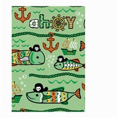 Seamless Pattern Fishes Pirates Cartoon Small Garden Flag (two Sides)