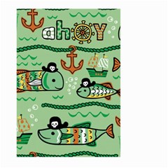 Seamless Pattern Fishes Pirates Cartoon Large Garden Flag (two Sides)