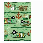 Seamless Pattern Fishes Pirates Cartoon Large Garden Flag (Two Sides) Back