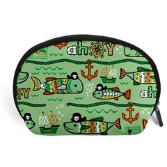 Seamless Pattern Fishes Pirates Cartoon Accessory Pouch (large)