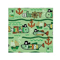 Seamless Pattern Fishes Pirates Cartoon Square Satin Scarf (30  X 30 )