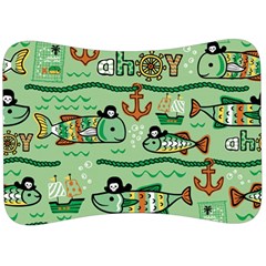 Seamless Pattern Fishes Pirates Cartoon Velour Seat Head Rest Cushion