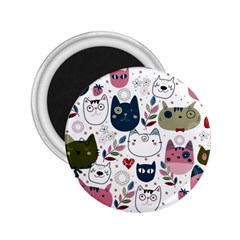 Pattern With Cute Cat Heads 2 25  Magnets