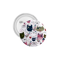 Pattern With Cute Cat Heads 1 75  Buttons