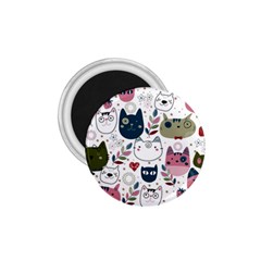 Pattern With Cute Cat Heads 1 75  Magnets