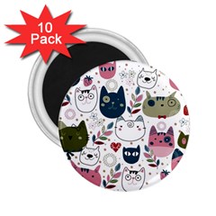 Pattern With Cute Cat Heads 2 25  Magnets (10 Pack)  by Jancukart