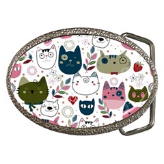 Pattern With Cute Cat Heads Belt Buckles by Jancukart