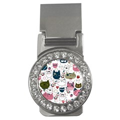 Pattern With Cute Cat Heads Money Clips (cz)  by Jancukart