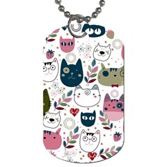 Pattern With Cute Cat Heads Dog Tag (one Side) by Jancukart