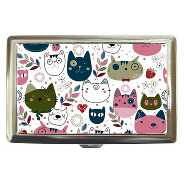 Pattern With Cute Cat Heads Cigarette Money Case