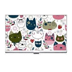 Pattern With Cute Cat Heads Business Card Holder