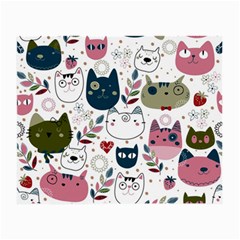 Pattern With Cute Cat Heads Small Glasses Cloth