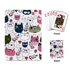 Pattern With Cute Cat Heads Playing Cards Single Design (rectangle) by Jancukart