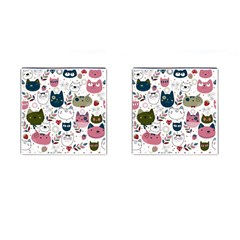 Pattern With Cute Cat Heads Cufflinks (square)