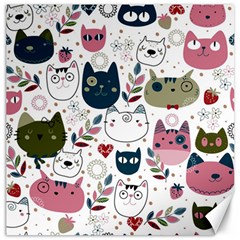 Pattern With Cute Cat Heads Canvas 16  X 16  by Jancukart