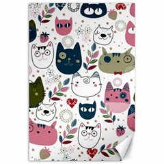 Pattern With Cute Cat Heads Canvas 24  X 36  by Jancukart