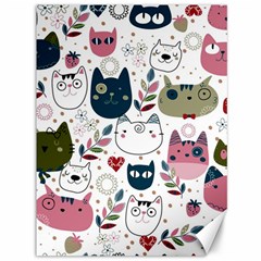 Pattern With Cute Cat Heads Canvas 36  X 48  by Jancukart