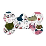 Pattern With Cute Cat Heads Dog Tag Bone (One Side) Front