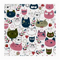 Pattern With Cute Cat Heads Medium Glasses Cloth by Jancukart