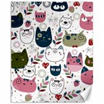 Pattern With Cute Cat Heads Canvas 11  x 14  10.95 x13.48  Canvas - 1