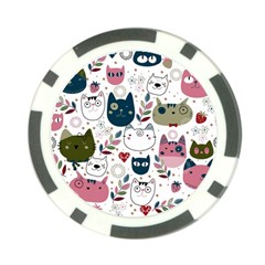 Pattern With Cute Cat Heads Poker Chip Card Guard