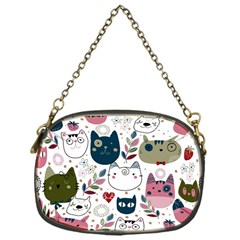 Pattern With Cute Cat Heads Chain Purse (one Side)