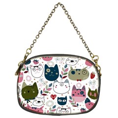 Pattern With Cute Cat Heads Chain Purse (two Sides)